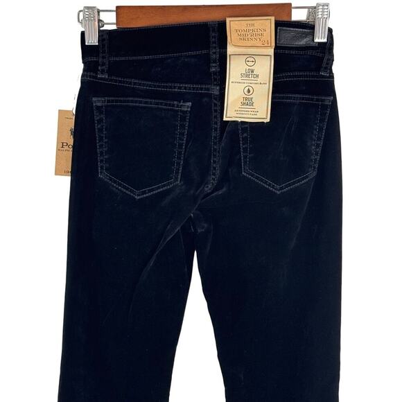 POLO RALPH LAUREN TOMPKINS MID RISE SKINNY VELVET JEANS IN BLACK NWT SIZE 24R - Picture 5 of 16